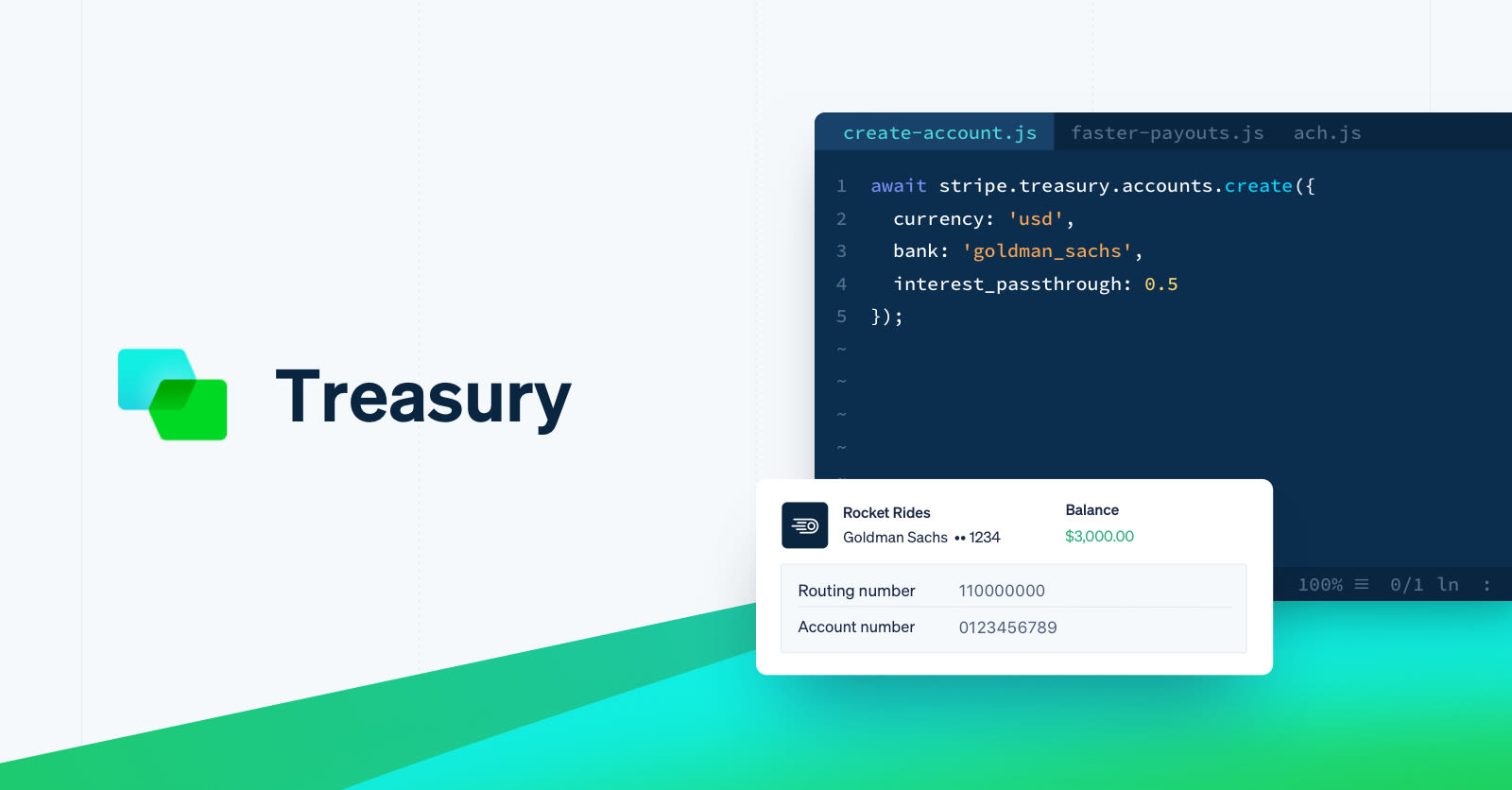 Stripe Treasury landing page screenshot