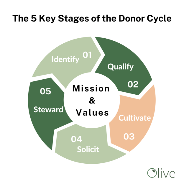 A cycle chart showing the 5 key stages of the donor cycle